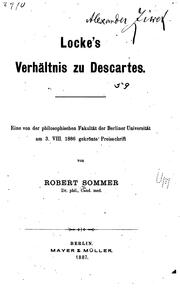 Cover of: Locke's Verhältnis zu Descartes.... by Robert Sommer