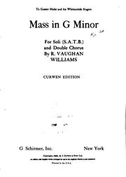 Cover of: Mass in G minor for soli (S.A.T.B.) and double chorus by Ralph Vaughan Williams