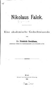 Cover of: Nikolaus Falck: Eine akademische Gedächtnissrede