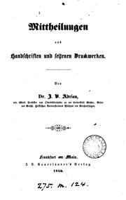 Mittheilungen aus Handschriften und seltenen Druckwerken by Johann Valentin Adrian