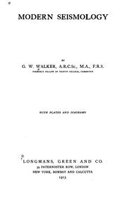 Cover of: Modern Seismology by George Walker Walker