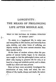 Cover of: Longevity: The Means of Prolonging Life After Middle Age.