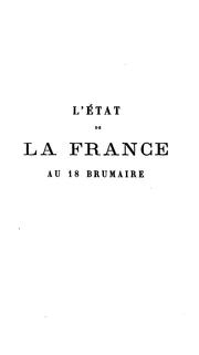 Cover of: L'état de la France au 18 brumaire