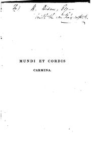 Cover of: Mundi et cordis: de rebus sempiternis et temporariis: carmina. Poems and sonnets by Thomas Wade