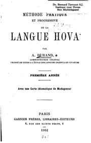 Cover of: Méthode pratique et progressive de la langue hova by Alfred Durand
