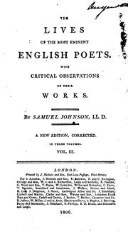 Cover of: The lives of the most eminent English poets, with critical observations on their works by Samuel Johnson