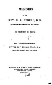 Cover of: Memoirs of the rev. G.T. Bedell, D.D.