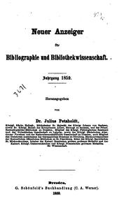 Cover of: Neuer Anzeiger für Bibliographie und Bibliothekwissenschaft by Julius Petzholdt