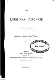 Cover of: The Louisiana Purchase and Its First Explorer, Zebulon Montgomery Pike ... by Alva Adams