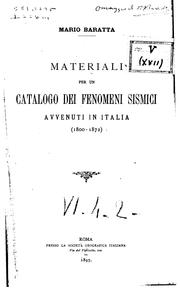 Cover of: ... Materiali per un catalogo dei fenomeni sismici avvenuti in Italia (1800-1872)