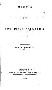 Cover of: Memoir of the Rev. Elias Cornelius | Bela Bates Edwards