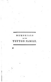 Cover of: Memorials of the Family of Tufton, Earls of Thanet, Deduced from Various ...