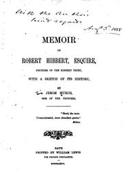 Cover of: Memoir of Robert Hibbert, Esquire