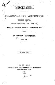 Cover of: Miscelanea: Coleccion de articulos, discursos, biografias, impresiones de viaje, ensayos ...