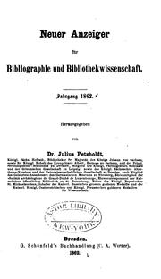 Cover of: Neuer Anzeiger für Bibliographie und Bibliothekwissenschaft by Julius Petzholdt