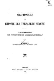 Cover of: Methoden zur Theorie der ternaeren Formen: Im Zusammenhang mit ...