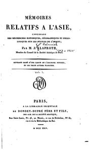 Cover of: Mémoires relatifs a l'Asie: contenant des recherches historiques, géographiques et philologiques ...