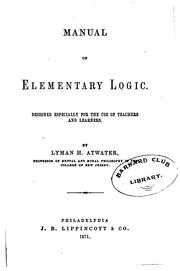 Cover of: Manual of Elementary Logic