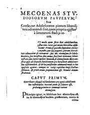 Cover of: Mecoenas studiosorum pauperum, siue causae, cur adolescentes piorum ...