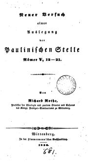 Cover of: Neuer Versuch einer Auslegung der paulinischen Stelle Römer v, 12-21