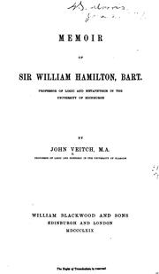 Cover of: Memoir of Sir William Hamilton, Bart
