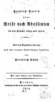 Cover of: Neue Reise nach Abyssinien in den Jahren 1809 und 1810 by Henry Salt