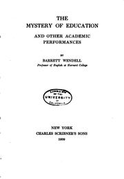Cover of: The Mystery of Education, and Other Academic Performances