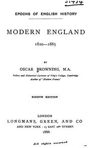 Cover of: Modern England, 1820-1885 by Oscar Browning