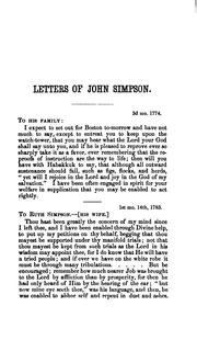 Cover of: Memoirs and Letters of John Simpson: A Minister of the Gospel in the Society of Friends by John Simpson