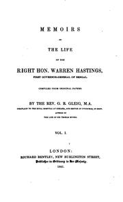 Cover of: Memoirs of the Life of the Right Hon. Warren Hastings, First Governor ...