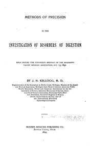 Cover of: Methods of precision in the investigation of disorders of digestion