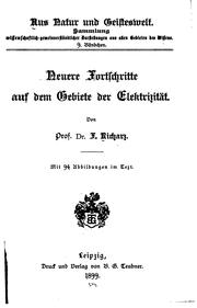 Cover of: Neuere Fortschritte auf dem Gebiete der Elektrizität by Franz Richarz
