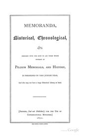 Cover of: Memoranda, Historical, Chronological, &c: Prepared with the Hope to Aid Those Whose Interest in ...