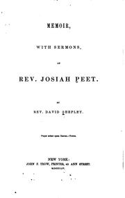 Cover of: Memoir, with Sermons, of Rev. Josiah Peet