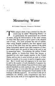Cover of: Measuring Water; an Address to the Students, Rensselaer Polytechnic ... by Clemens Herschel