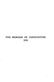 Cover of: The Memoirs of Constantine Dix by Barry Pain