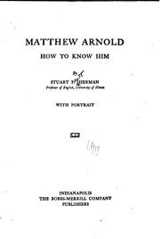 Cover of: Matthew Arnold: How to Know Him