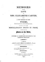 Cover of: Memoirs of the Life of Mrs. Elizabeth Carter,: With a New Edition of Her Poems, Some of which ...