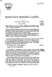 Cover of: Martin's Mining Cases of British Columbia: With Statutes