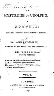 Cover of: The Mysteries of Udolpho: A Romance; Interspersed with Some Pieces of Poetry by Ann Radcliffe