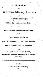 Cover of: Litteratur der Grammatiken, Lexika und Wörtersammlungen aller sprachen der Erde: Nach ...