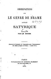 Cover of: Observations sur le gendre de drame appleé satyrique