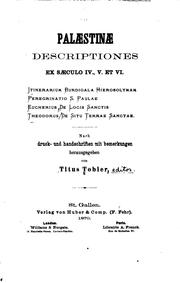 Cover of: Palaestinae descriptiones ex saeculo IV, V et VI.