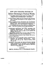 Cover of: Pocket Volume of Selections from the Poetical Works of Robert Browning by Robert Browning