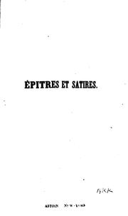 Cover of: Épitres et satires: suivies d'un précis historique sur la satire chez tous les peuples