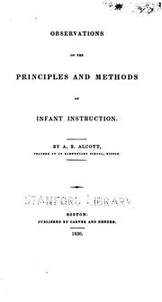 Cover of: Observations on the Principles and Methods of Infant Instruction by Amos Bronson Alcott