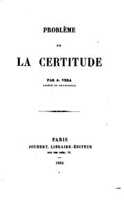 Cover of: Problème de la certitude ...