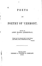 Cover of: Poets and Poetry of Vermont by Abby Maria Hemenway, Abby Maria Hemenway