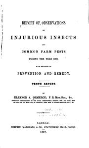 Cover of: Observations of Injurious Insects and Common Farm Pests ... with Methods of Prevention and Remedy