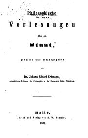 Cover of: Philosophische Vorlesungen über den Staat